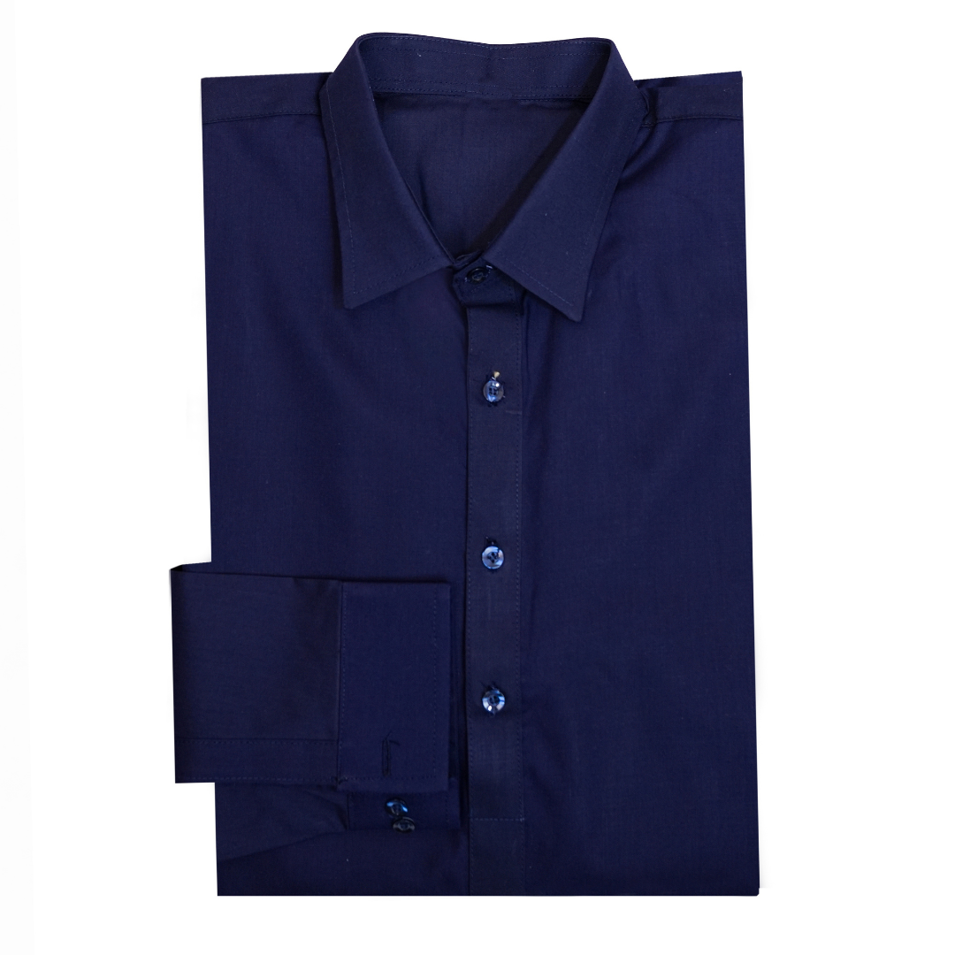 Navy blue hard cotton kurta for men – front view  Elegant summer kurta for men in navy blue color